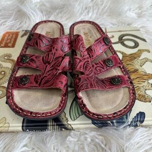 Alegria Leather Adjustable‎ Slide Sandals